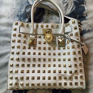 Michael Kors Cream and Gold Studded Tote